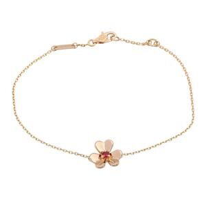 VAN CLEEF & ARPELS 18k Gold Ruby Charm Bracelet